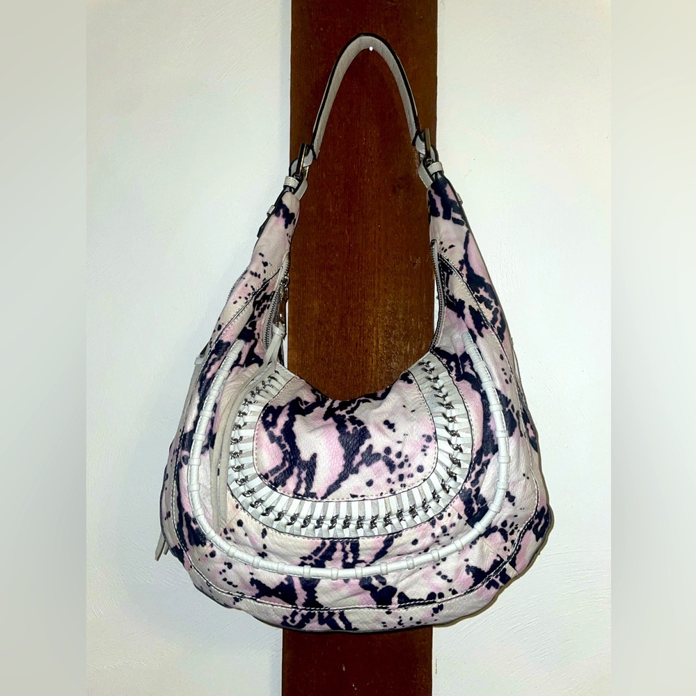 Aimée Kestenberg Lavender/off White Snakeskin Large Hobo Shoulder Bag, Nw/OT!